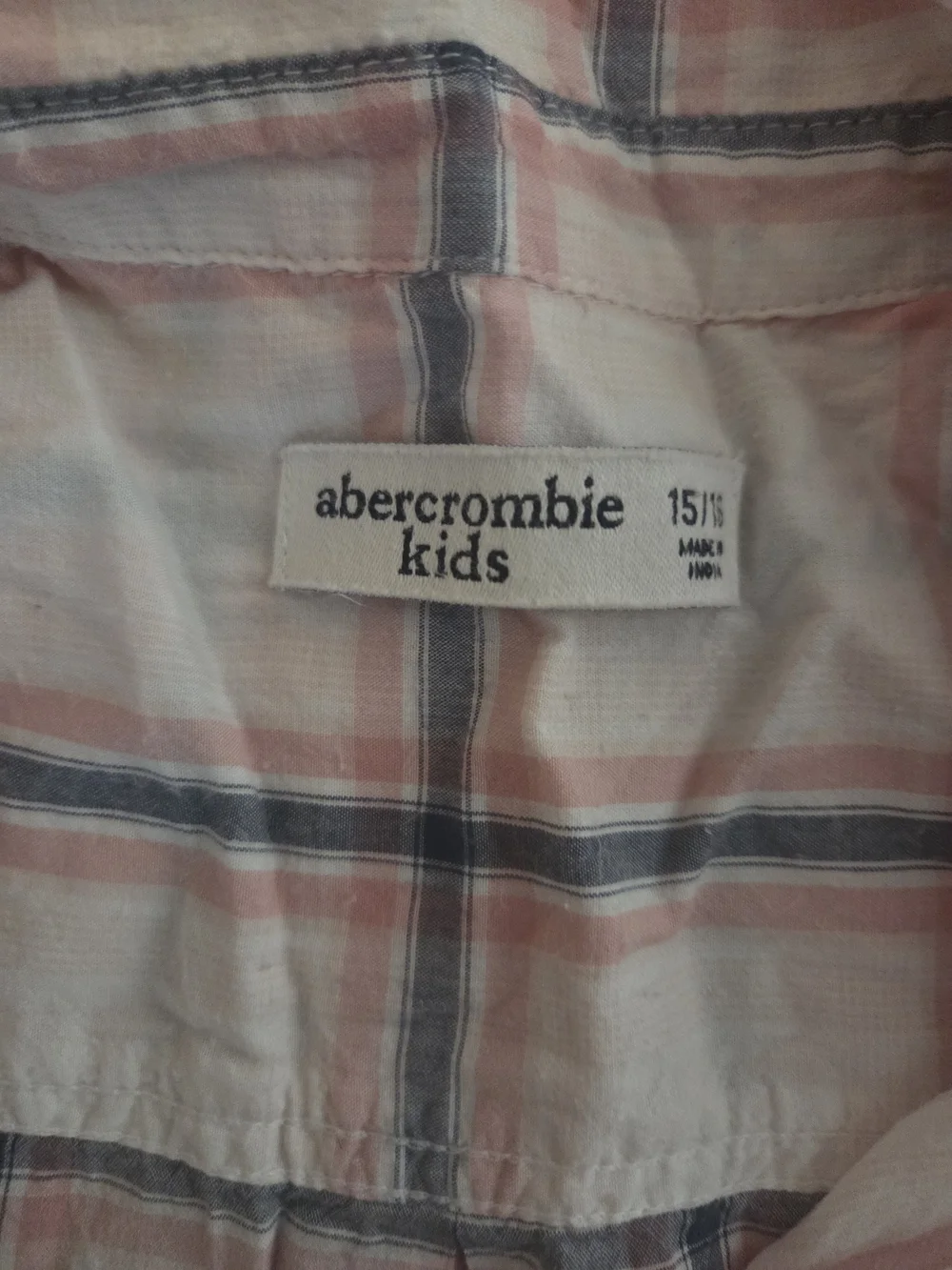 Abercrombie kids White Plaid Button-Down Shirt with Pink & Blue